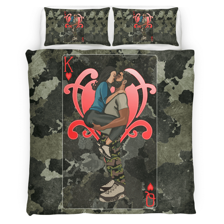 African couple bedding set all over print black couple king loves queen forever bedding set Valentine's day gift
