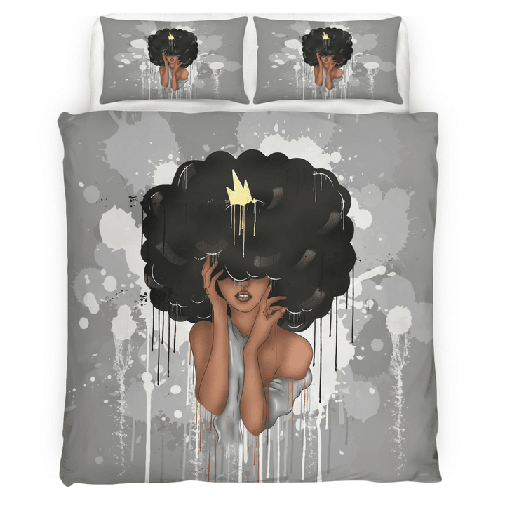 African queen bedding set all over print black woman afro queen bedding set
