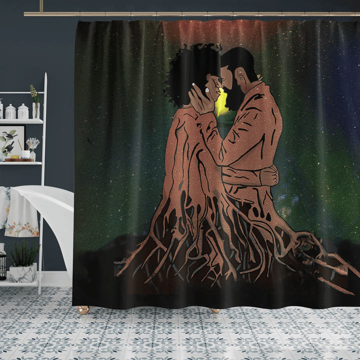 Black couple shower curtain for black couple forever love shower curtain Valentine's day gift