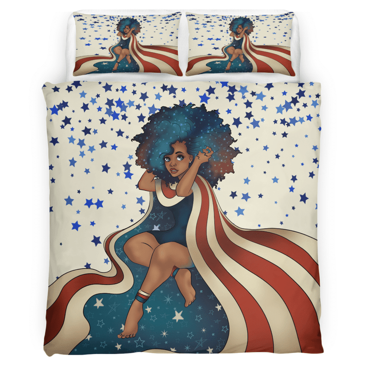 African woman bedding set all over print black girl afro american style bedding set