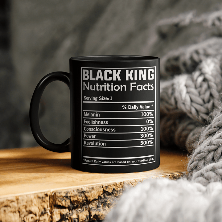 Mug for men african american gifts black king nutrition facts mug