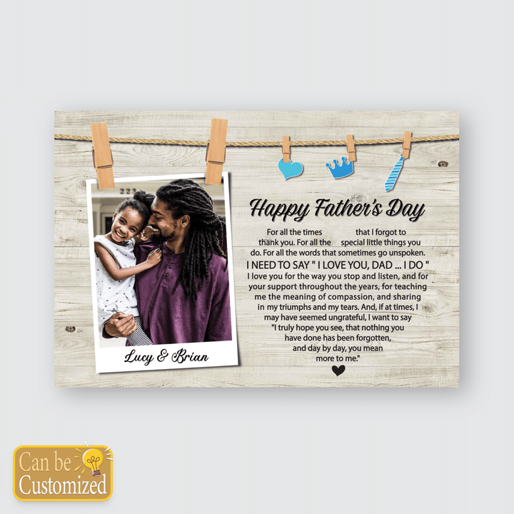 father's day Personalized canvas for dad gift for dad from children wall decor canvas poster from children for dad