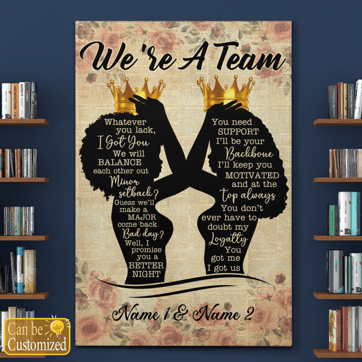 Personalized LGBT lesbian couple canvas poster LGBT home wall decor for lesbian pride black queen wall art Valentine's day gift