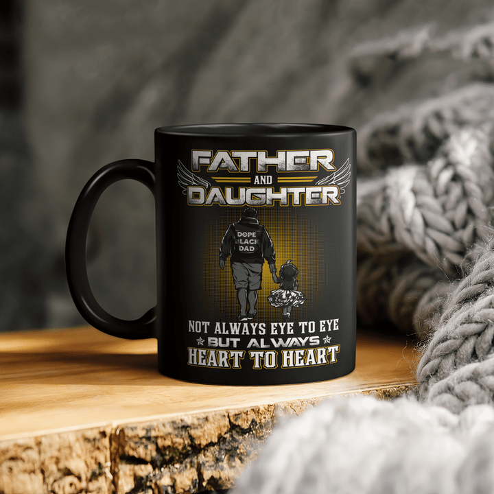father's day Mug for father mug for daughter african american father and daughter heart to heart mug
