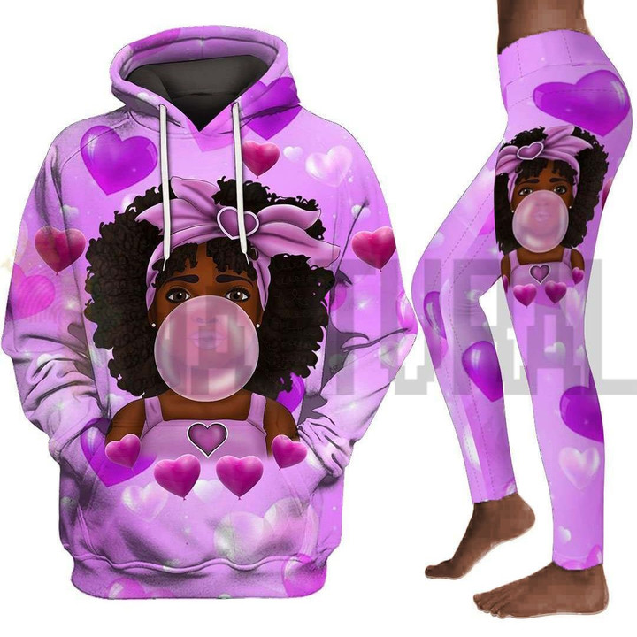 Girl melanin poppin bubble art all over print shirt 3d hoodie for black little girl