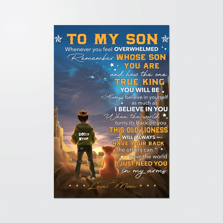 Black son canvas from mom born king lion canvas poster to son