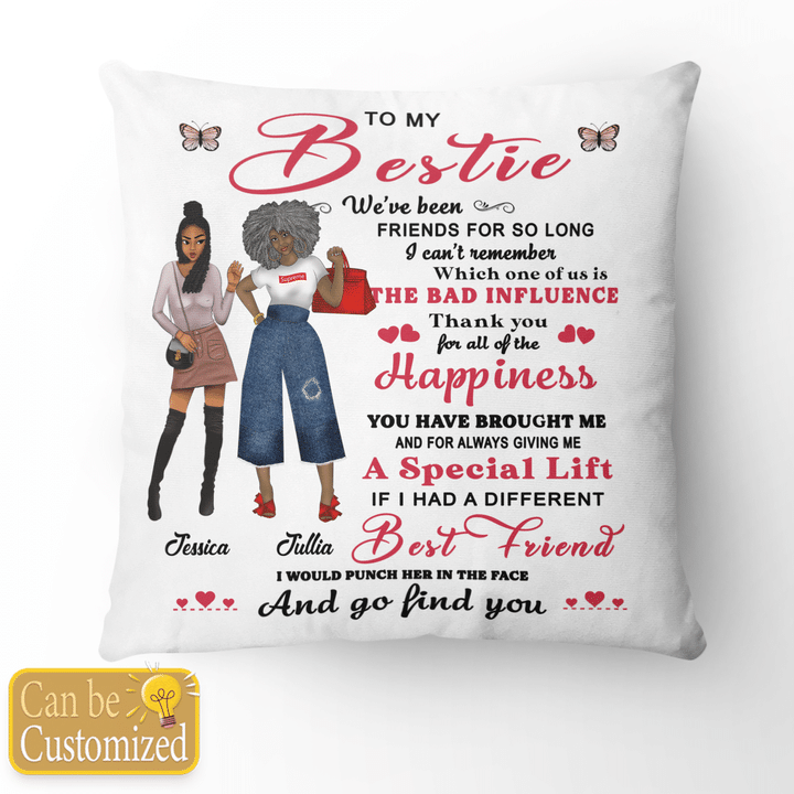 Copy of Bestie personalized pillow for best friend gift for best friend gift for her custom black girls pillow to my bestie pillow