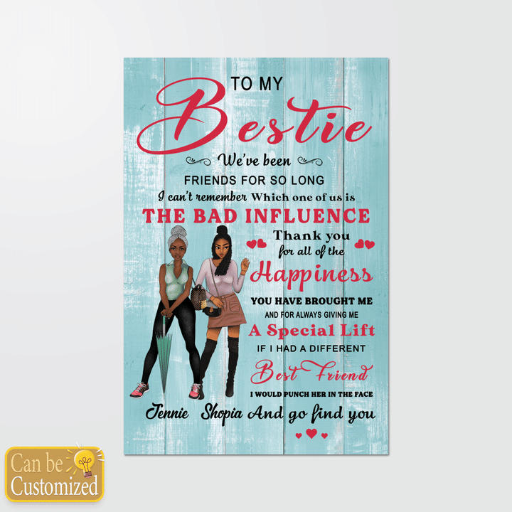 Personalized to my bestie canvas poster home decor best friend gift for best friend birthday gift to best friend