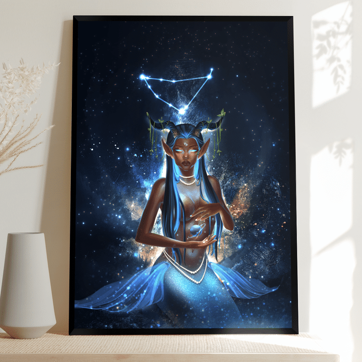 Zodiac canvas poster birthday gift for black girl zodiac canvas poster black girl capricorn canvas poster