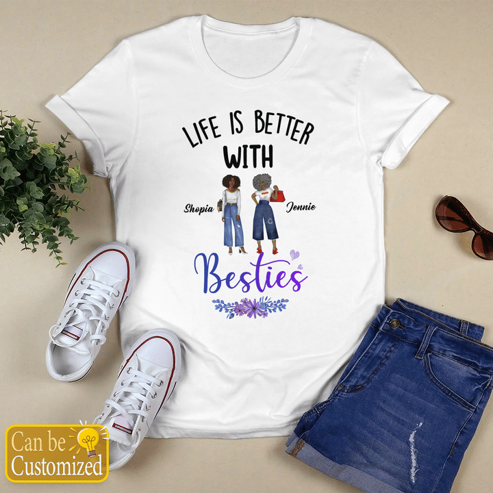 Shirt to my best friends shirt life is better with besties shirt for 2 black friend personalized shirt