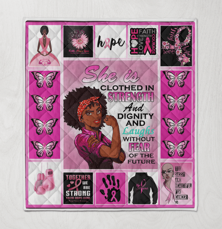 Breast cancer awareness quilt for black women is fighter quilt