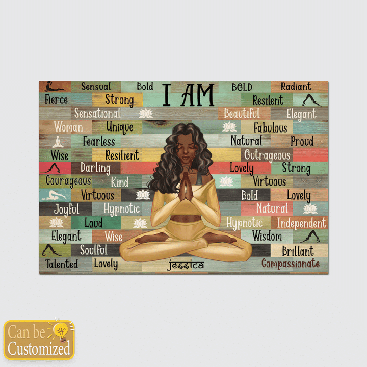 I Am Sensual Bold Personalized Wall decor For Yoga Lover Yoga Girl Personalized canvas poster custom name custom clipart