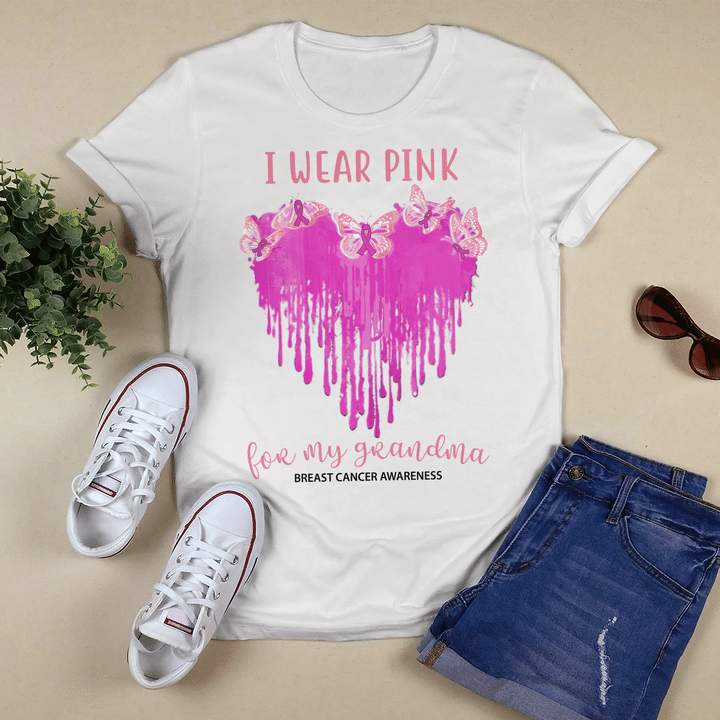 Breast cancer awareness tshirt for black girl I wear pink for my grandma shirts