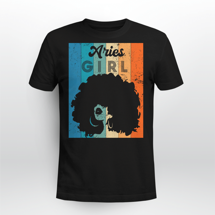 Born In March 21 to April 19 Birthday Aries Girl Afro T-Shirt