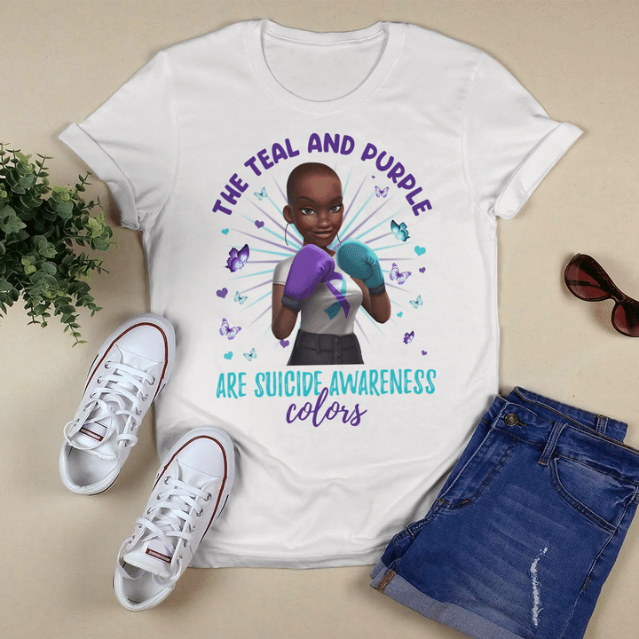 Suicide awareness t-shirt i wear teal and purple shirt black women the teal and purple are suicide awareness color