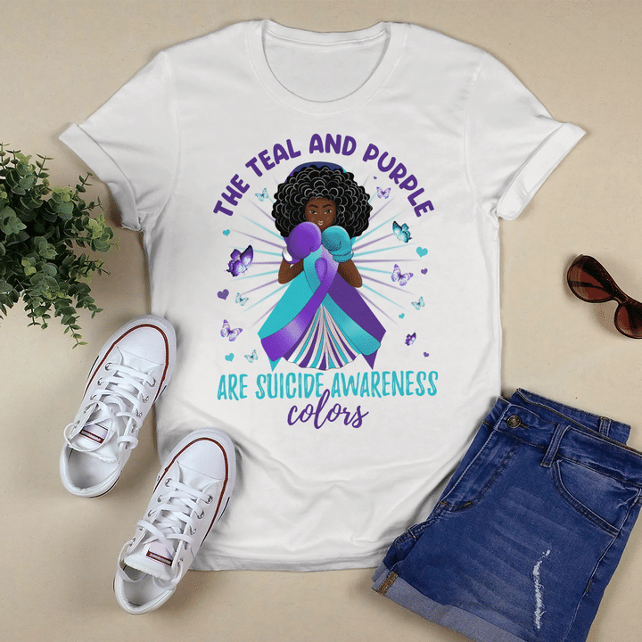 Suicide awareness t-shirt i wear teal and purple shirt black women the teal and purple are suicide awareness color