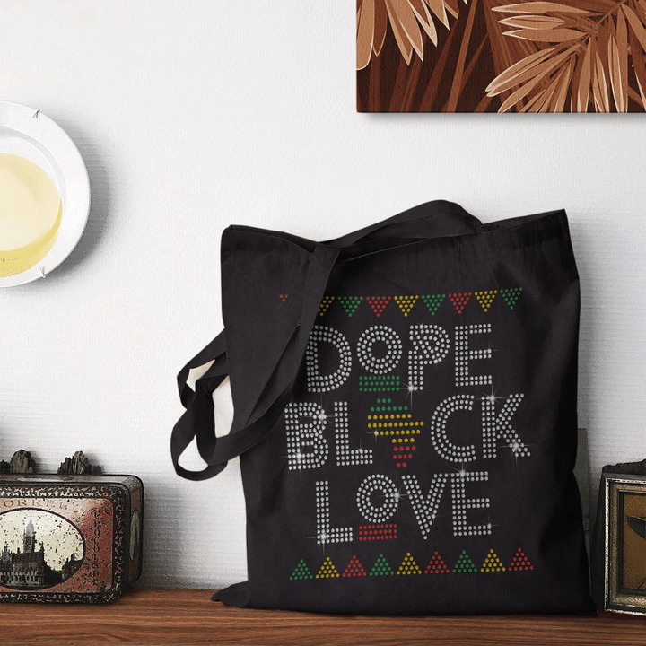 Dope black love tote bag rhinestone tote bag