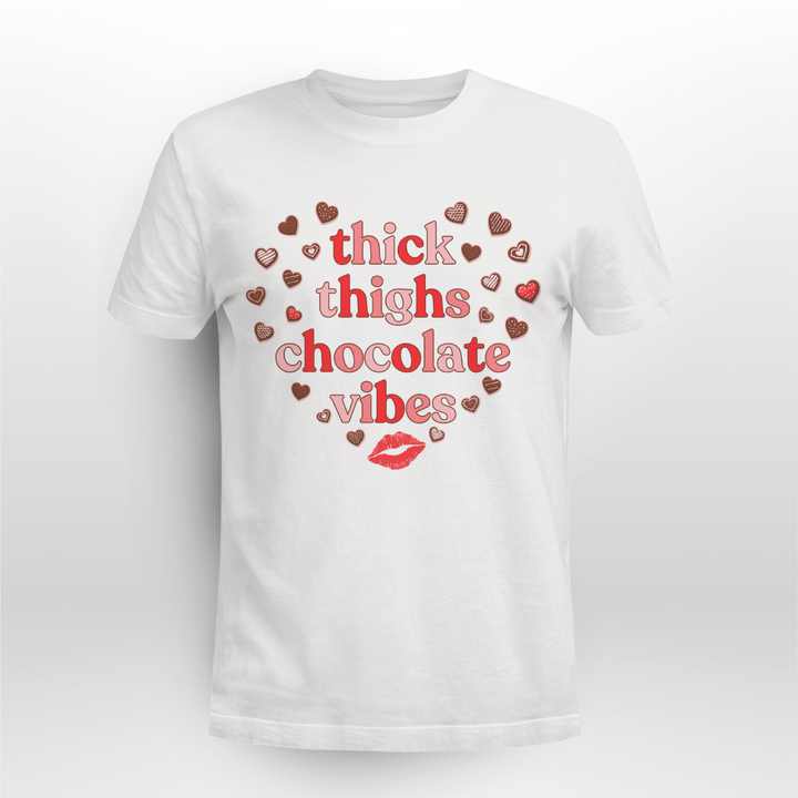 Valentine's shirt for couple thick thighs chocolate vibes shirt