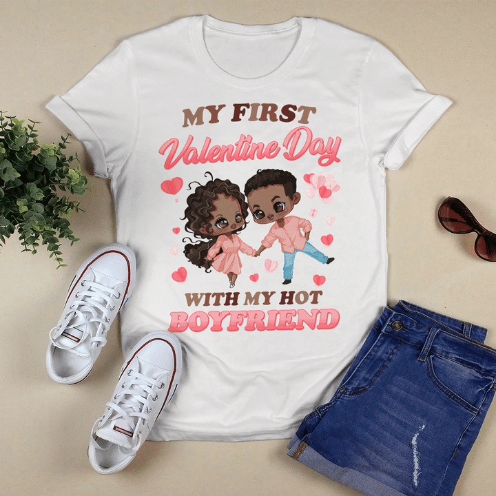 Valentine's shirt for couple my first valentine day with my hot boyfriend shirt