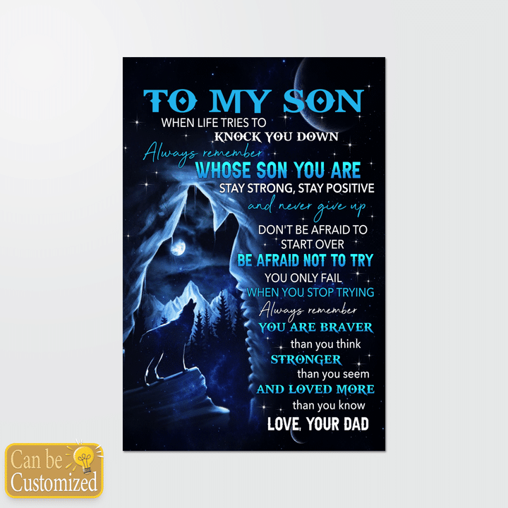 Personalized canvas to my son canvas poster gift for son when life tries to knock you down poster canvas