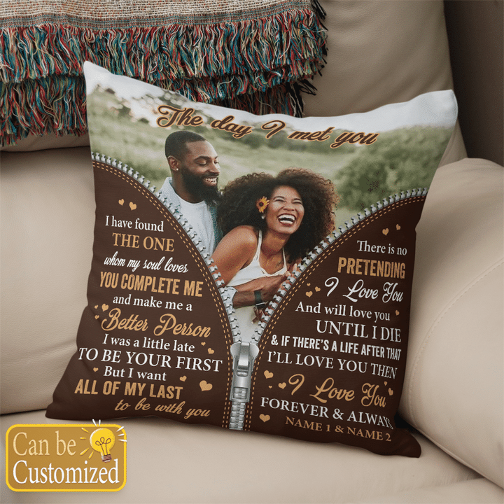 Personalized pillow case for loved black couple pillow case the day I met you pillow case custom name custom photo