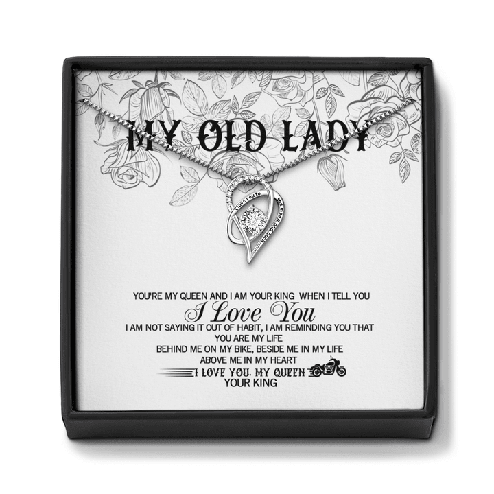 Heart necklace My Old Lady Necklace Gift for Old Lady From Husband Old Lady Biker Wife Gift I Love You My Queen
