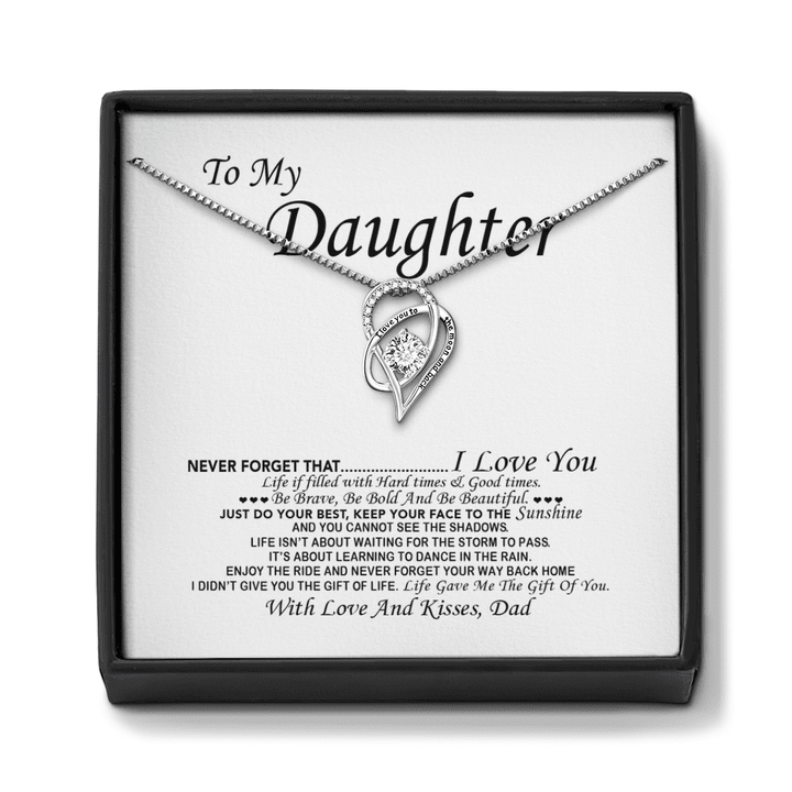 Heart Necklace To My Daughter Necklace Daughter Gift From Dad Necklace For Daughter Never Forget That I Love You