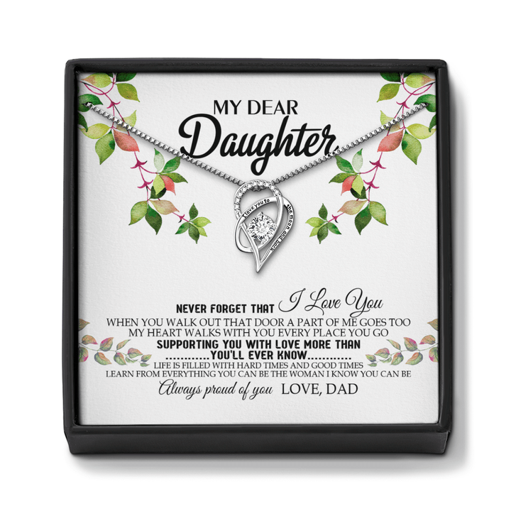 Heart Necklace To My Daughter Necklace Daughter Gift From Dad Necklace For Daughter Never Forget That I Love You