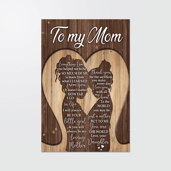 Mother's day To my mom canvas gift for mom from daughter canvas poster gift for mom you are the world poster canvas mothers day
