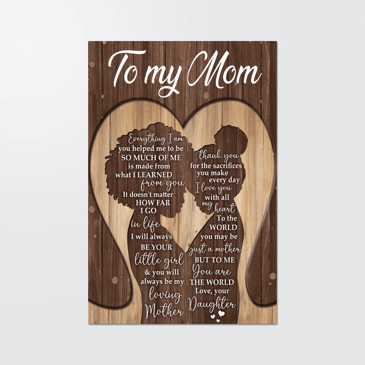 Mother's day To my mom canvas afro mom and daughter gift for mom from daughter canvas poster gift for mom you are the world poster canvas mothers day
