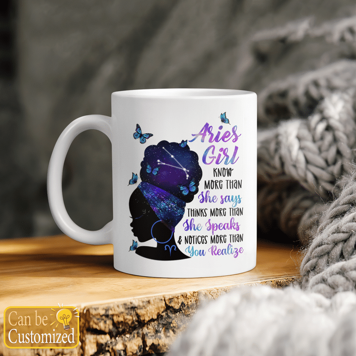 Personalized mug for girl birthday zodiac gift for black girl know more than she says zodiac coffee mug