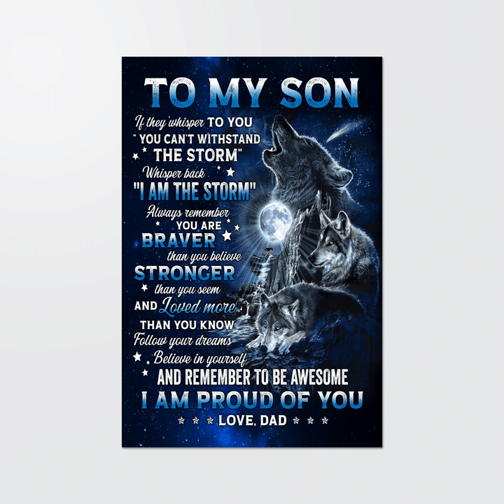 Canvas to my son canvas poster gift for son from dad wolf canvas I am proud of you poster canvas