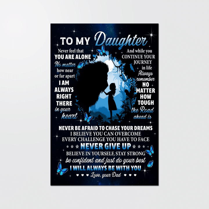 Canvas to my daughter canvas poster gift for daughter from dad lion canvas never feel that you are alone poster canvas