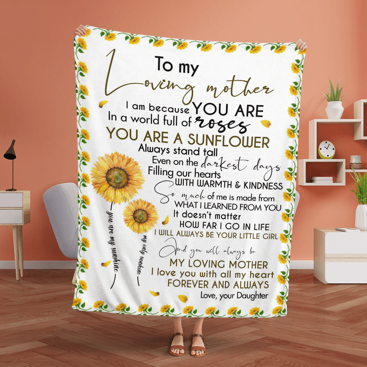 Mother's day blanket for mom you will always loving mother blanket sunflower blanket gift for mom happy mother's day blanket