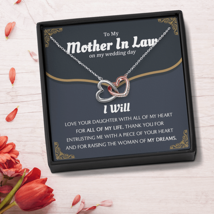 Mother's day gift for mother-in-law on wedding day necklace I will love your daughter with all my heart necklace mother-in-law gift from groom wedding day gift for mother-in-law