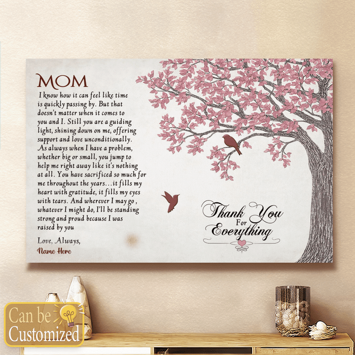 Mother's day personalized canvas poster for mom thanks for everything canvas poster gift for mom happy mother's day wall art
