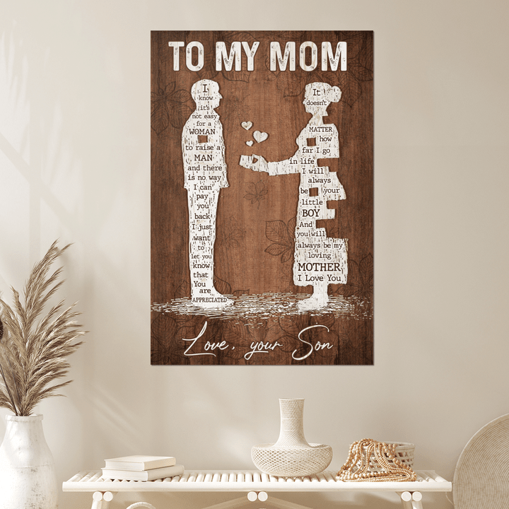 Mother's day canvas poster for mom it's not easy for woman to raise a man canvas poster gift for mom from son happy mother's day wall art