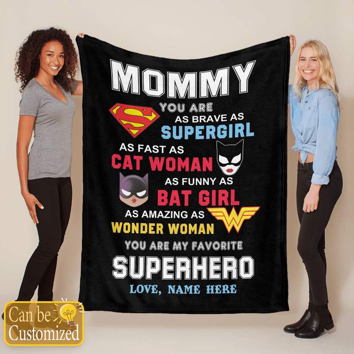 Mother's day personalized blanket for mommy you are as brave as supergirl blanket gift for mom happy mother's day blanket