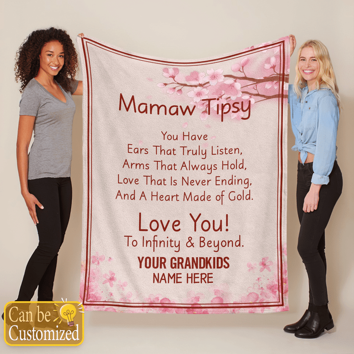 Mother's day personalized blanket for grandma mawma tipsy love you to infinity & beyond blanket gift for grandma happy mother's day blanket