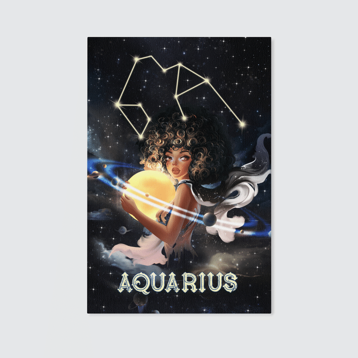 Zodiac canvas poster birthday gift for black girl zodiac canvas poster black girl aquarius canvas poster