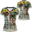 Africazone Clothing - Ethiopian Orthodox Flag Rugby V-neck T-shirt A7 | Africazone