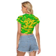Africazone Clothing - Chi Eta Phi Full Camo Shark Women's Raglan Cropped T-shirt A7 | Africazone