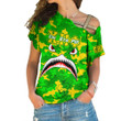 Africazone Clothing - Chi Eta Phi Full Camo Shark One Shoulder Shirt A7 | Africazone