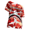 Africazone Clothing - Delta Sigma Theta Full Camo Shark Off Shoulder T-Shirt A7 | Africazone