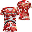 Africazone Clothing - Delta Sigma Theta Full Camo Shark Rugby V-neck T-shirt A7 | Africazone