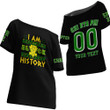 Africazone Clothing - Chi Eta Phi Black History Off Shoulder T-Shirt A7 | Africazone