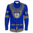 Africa Zone Clothing - Sigma Gamma Rho Sorority Dashiki Long Sleeve Button Shirt A31