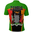 Africa Zone Clothing - Zambia Active Flag Polo Shirt A35