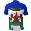 Africa Zone Clothing - Lesotho Active Flag Polo Shirt A35