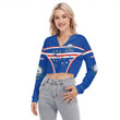 Africa Zone Clothing - Cape Verde Active Flag Women's V-neck Lapel Long Sleeve Cropped T-shirt A35